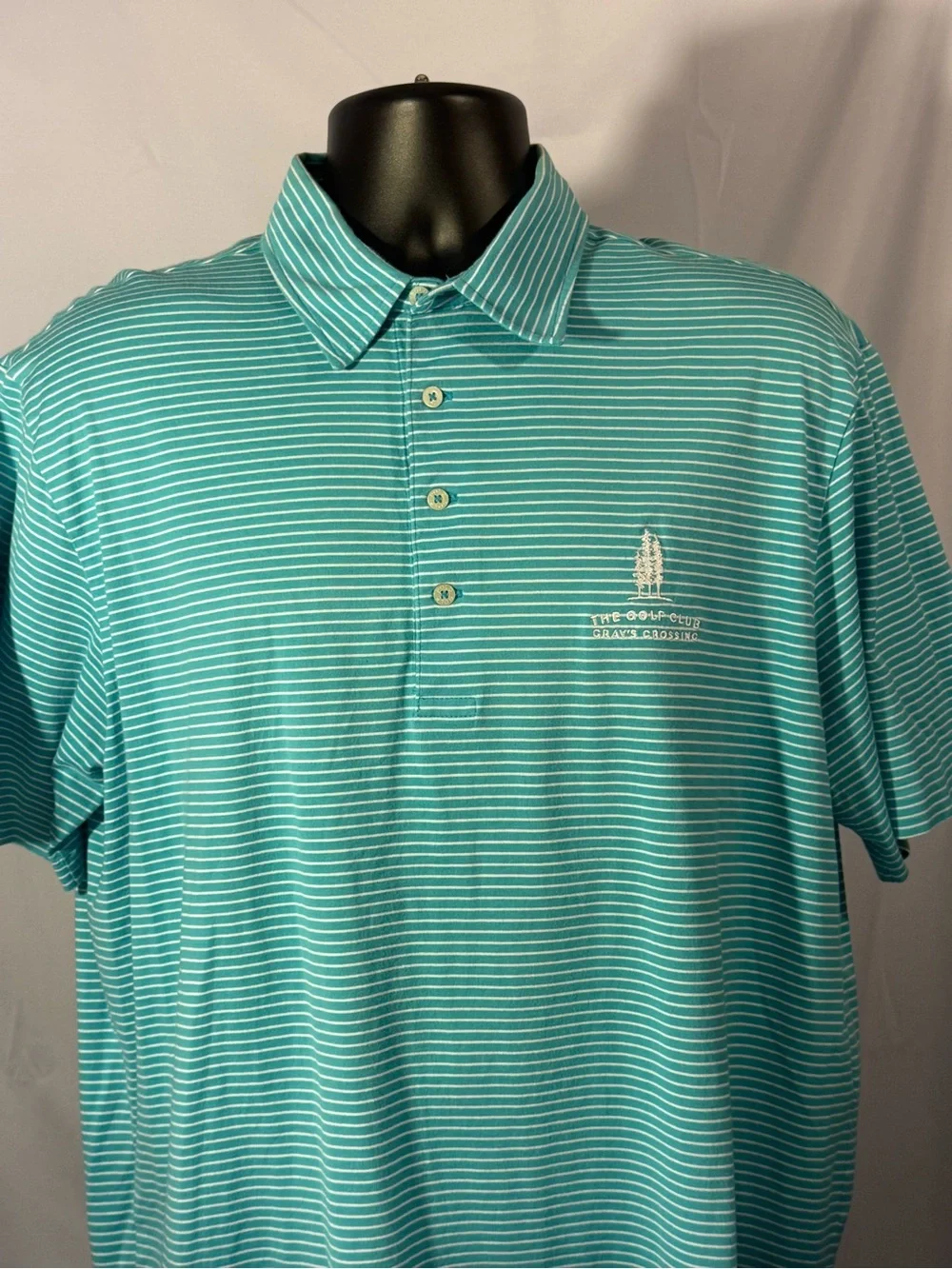 Men's Teal Stripe Polo Shirt - Sailboat Logo